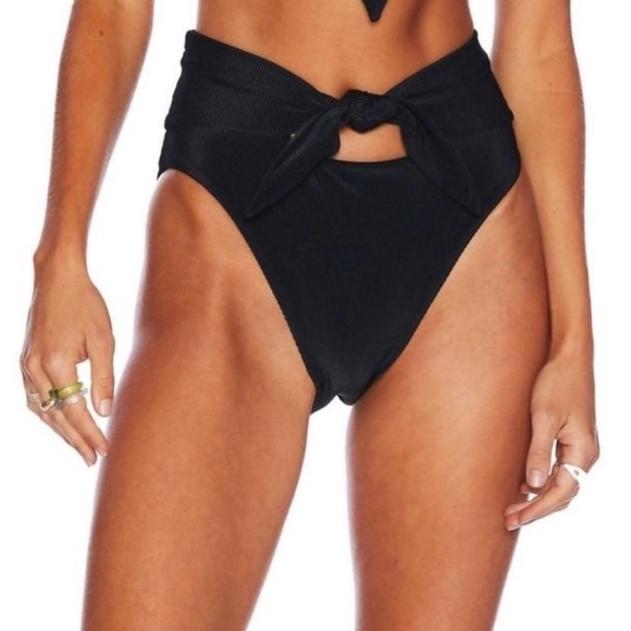 New! Beach Riot Emma bikini bottom solid black rib 24926 - Picture 1 of 10